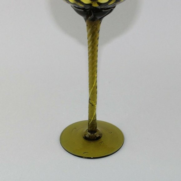 MCM Dabs Italy Dark Green Blown Glass Tall Stem - Picture 9 of 12